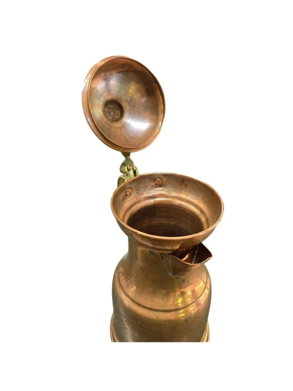 Vintage Handmade Copper Pitcher Brass Handle - 8 Inches Tall - Made In Turkey